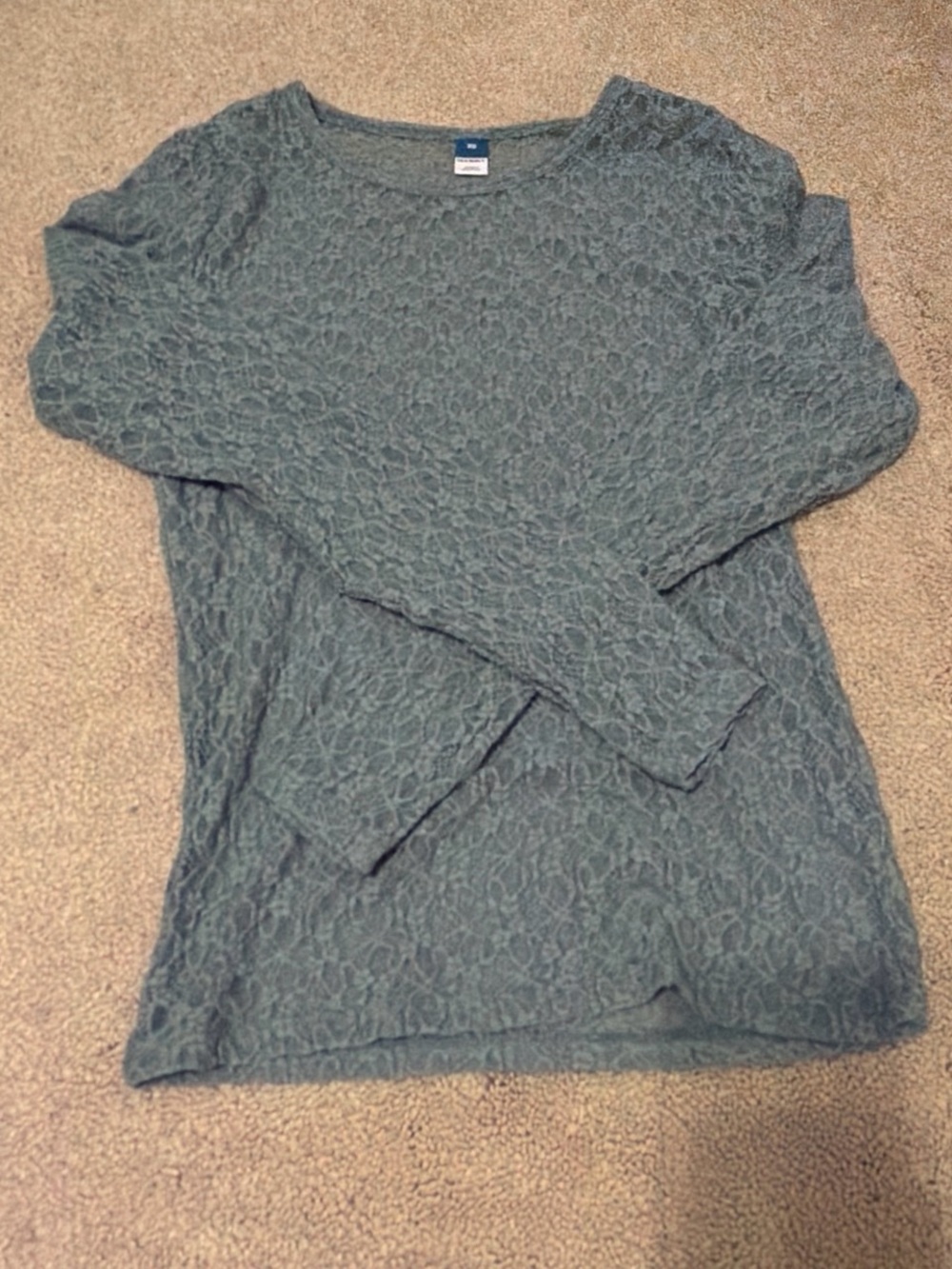 Old Navy Teal Scoop Neck Textured Long-Sleeve Sweater